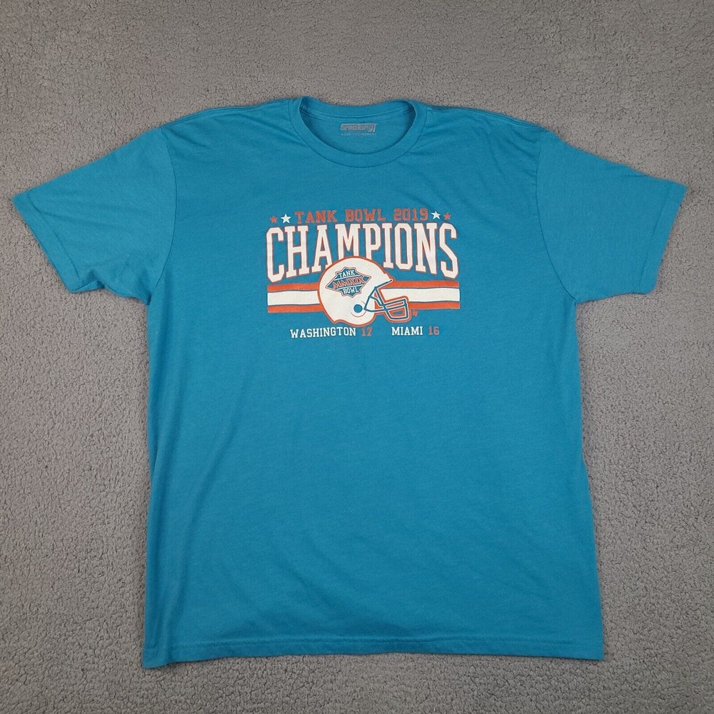 Football Humor Tank Bowl 2019 Champion T-Shirt Mens XL Blue Dolphins Last Place‎